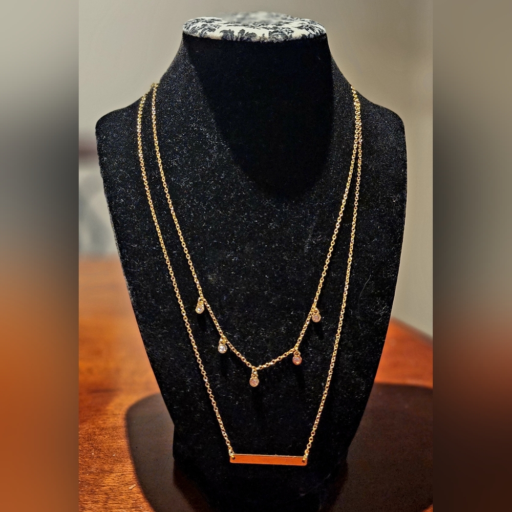 Goldtone Statement Double Stranded Necklace  NWT